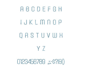 Carbon Extra Light™ block embroidery font dst/exp/jef/hus/vip/vp3/xxx 15 sizes small to large (RLA)