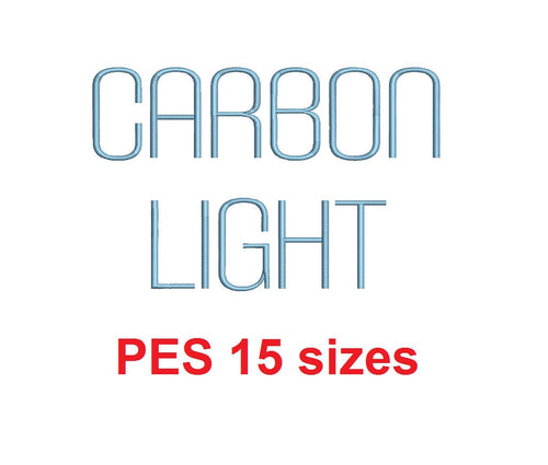 Carbon Light™ block embroidery font PES 15 Sizes 0.25 (1/4), 0.5 (1/2), 1, 1.5, 2, 2.5, 3, 3.5, 4, 4.5, 5, 5.5, 6, 6.5, and 7