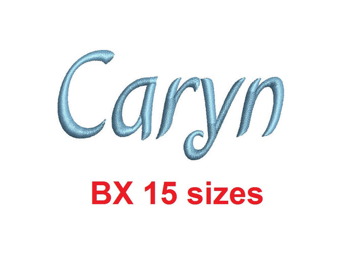 Caryn™ script embroidery BX font Sizes 0.25 (1/4), 0.50 (1/2), 1, 1.5, 2, 2.5, 3, 3.5, 4, 4.5, 5, 5.5, 6, 6.5, and 7 inches (RLA)