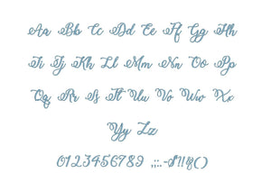 Winter Calligraphy embroidery font PES format 15 Sizes 0.25, 0.5, 1, 1.5, 2, 2.5, 3, 3.5, 4, 4.5, 5, 5.5, 6, 6.5, and 7" (MHA)