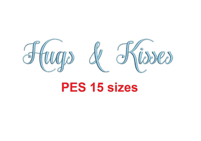 Hugs and Kisses embroidery font PES format 15 Sizes 0.25 (1/4), 0.5 (1/2), 1, 1.5, 2, 2.5, 3, 3.5, 4, 4.5, 5, 5.5, 6, 6.5, 7