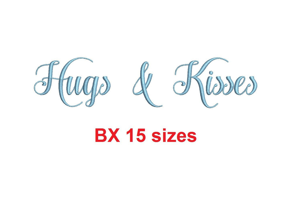 Hugs And Kisses Embroidery Bx Font Sizes 0.25 (1 4), 0.50 (1 2), 1, 1 