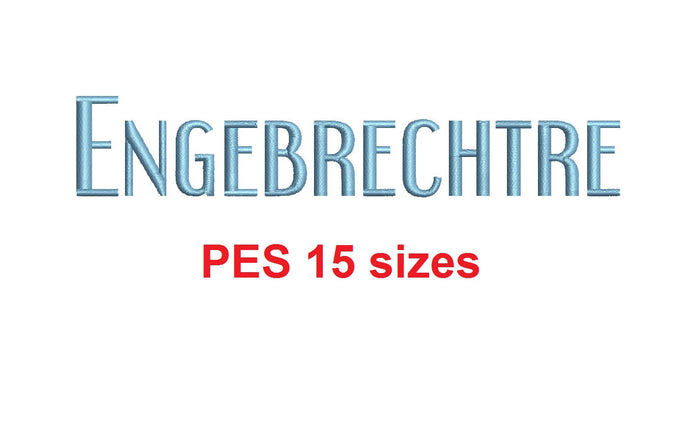 Engebrechtre™ embroidery font PES 15 Sizes 0.25 (1/4), 0.5 (1/2), 1, 1.5, 2, 2.5, 3, 3.5, 4, 4.5, 5, 5.5, 6, 6.5, and 7