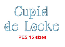 Cupid de Locke embroidery font PES 15 Sizes 0.25 (1/4), 0.5 (1/2), 1, 1.5, 2, 2.5, 3, 3.5, 4, 4.5, 5, 5.5, 6, 6.5, and 7" (RLA)
