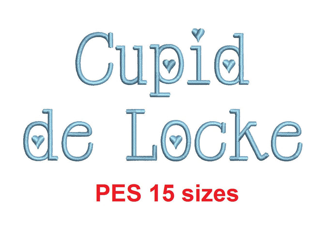 Cupid de Locke embroidery font PES 15 Sizes 0.25 (1/4), 0.5 (1/2), 1, 1.5, 2, 2.5, 3, 3.5, 4, 4.5, 5, 5.5, 6, 6.5, and 7