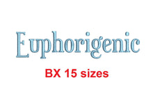 Euphorigenic™ block embroidery BX font Sizes 0.25 (1/4), 0.50 (1/2), 1, 1.5, 2, 2.5, 3, 3.5, 4, 4.5, 5, 5.5, 6, 6.5, and 7" (RLA)