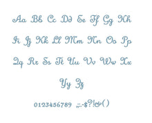 Merveille embroidery font PES format 15 Sizes 0.25 (1/4), 0.5 (1/2), 1, 1.5, 2, 2.5, 3, 3.5, 4, 4.5, 5, 5.5, 6, 6.5, and 7 inches