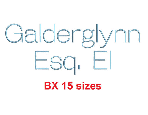 Galderglynn Esq. EL™ block embroidery BX font Sizes 0.25 (1/4), 0.50 (1/2), 1, 1.5, 2, 2.5, 3, 3.5, 4, 4.5, 5, 5.5, 6, 6.5, and 7