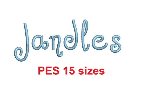 Jandles™ embroidery font PES 15 Sizes 0.25 (1/4), 0.5 (1/2), 1, 1.5, 2, 2.5, 3, 3.5, 4, 4.5, 5, 5.5, 6, 6.5, and 7