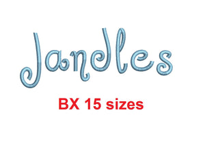 Jandles™ embroidery BX font Sizes 0.25 (1/4), 0.50 (1/2), 1, 1.5, 2, 2.5, 3, 3.5, 4, 4.5, 5, 5.5, 6, 6.5, and 7 inches (RLA)