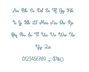 December Sky embroidery font PES format 15 Sizes 0.25 (1/4), 0.5 (1/2), 1, 1.5, 2, 2.5, 3, 3.5, 4, 4.5, 5, 5.5, 6, 6.5, and 7" (MHA)