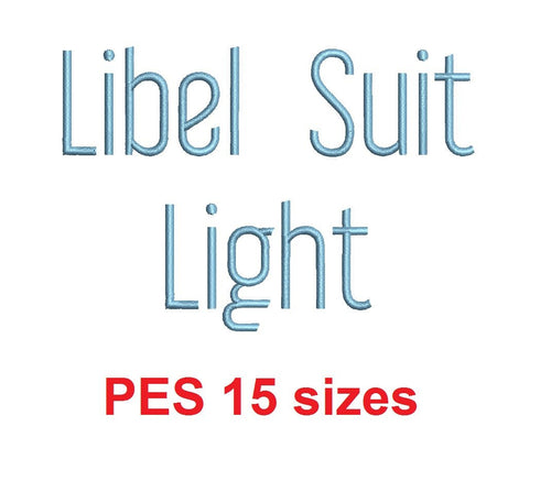 Libel Suit™ embroidery font PES 15 Sizes 0.25 (1/4), 0.5 (1/2), 1, 1.5, 2, 2.5, 3, 3.5, 4, 4.5, 5, 5.5, 6, 6.5, and 7 inches (RLA)