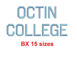 Octin College™ block embroidery BX font Sizes 0.25 (1/4), 0.50 (1/2), 1, 1.5, 2, 2.5, 3, 3.5, 4, 4.5, 5, 5.5, 6, 6.5, and 7 inches (RLA)