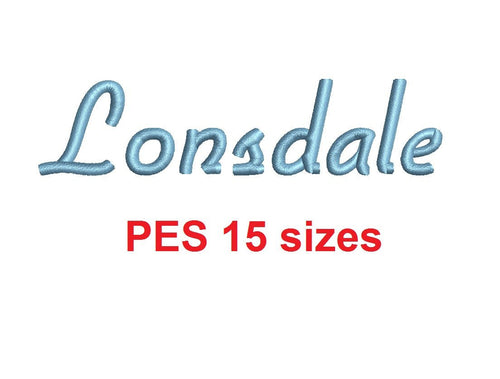 Lonsdale™ embroidery font PES 15 Sizes 0.25 (1/4), 0.5 (1/2), 1, 1.5, 2, 2.5, 3, 3.5, 4, 4.5, 5, 5.5, 6, 6.5, and 7