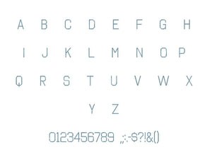 Octin College Light™ embroidery font PES 15 Sizes 0.25 (1/4), 0.5 (1/2), 1, 1.5, 2, 2.5, 3, 3.5, 4, 4.5, 5, 5.5, 6, 6.5, and 7" (RLA)