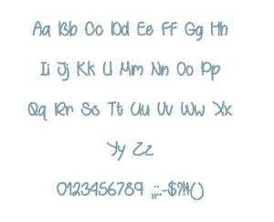 Behind Green Eyes embroidery font PES 15 Sizes 0.25 (1/4), 0.5 (1/2), 1, 1.5, 2, 2.5, 3, 3.5, 4, 4.5, 5, 5.5, 6, 6.5, and 7" (MHA)