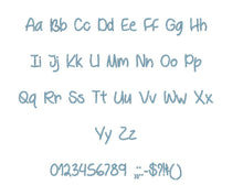 Behind Blue Eyes embroidery font PES 15 Sizes 0.25 (1/4), 0.5 (1/2), 1, 1.5, 2, 2.5, 3, 3.5, 4, 4.5, 5, 5.5, 6, 6.5, and 7" (MHA)