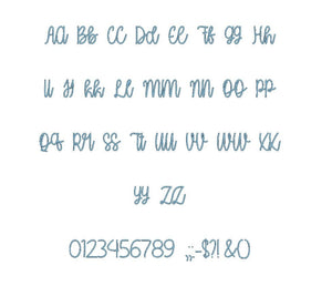 Oh My it's July embroidery BX font Sizes 0.25 (1/4), 0.50 (1/2), 1, 1.5, 2, 2.5, 3, 3.5, 4, 4.5, 5, 5.5, 6, 6.5, and 7" (MHA)