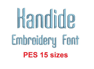 Kandide embroidery font PES format 15 Sizes instant download 0.25, 0.5, 1, 1.5, 2, 2.5, 3, 3.5, 4, 4.5, 5, 5.5, 6, 6.5, and 7 inches