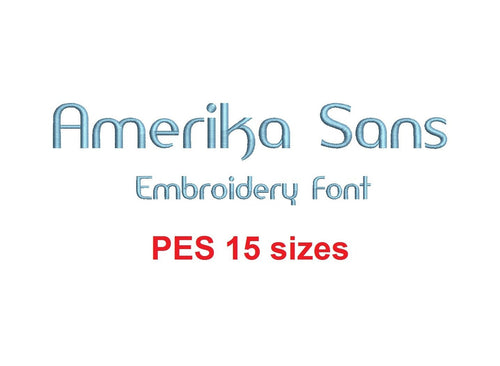 Amerika Sans embroidery font PES format 15 Sizes instant download 0.25, 0.5, 1, 1.5, 2, 2.5, 3, 3.5, 4, 4.5, 5, 5.5, 6, 6.5, and 7 inches