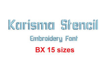 Karisma Stencil embroidery BX font Sizes 0.25 (1/4), 0.50 (1/2), 1, 1.5, 2, 2.5, 3, 3.5, 4, 4.5, 5, 5.5, 6, 6.5, and 7 inches