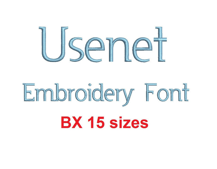 Usenet embroidery BX font Sizes 0.25 (1/4), 0.50 (1/2), 1, 1.5, 2, 2.5, 3, 3.5, 4, 4.5, 5, 5.5, 6, 6.5, and 7 inches