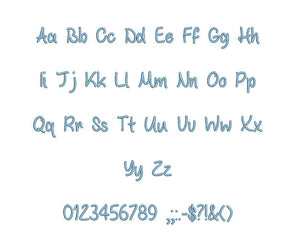 White Chocolate Mint embroidery font PES format 15 Sizes 0.25 (1/4), 0.5 (1/2), 1, 1.5, 2, 2.5, 3, 3.5, 4, 4.5, 5, 5.5, 6, 6.5, 7" (MHA)