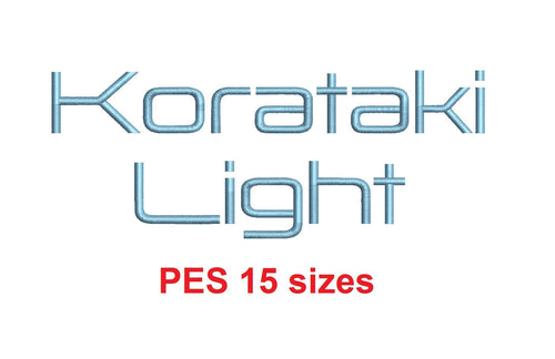 Korataki Light™ embroidery font PES 15 Sizes 0.25 (1/4), 0.5 (1/2), 1, 1.5, 2, 2.5, 3, 3.5, 4, 4.5, 5, 5.5, 6, 6.5, and 7