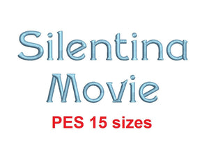 Silentina Movie™ embroidery font PES 15 Sizes 0.25 (1/4), 0.5 (1/2), 1, 1.5, 2, 2.5, 3, 3.5, 4, 4.5, 5, 5.5, 6, 6.5, and 7" (RLA)