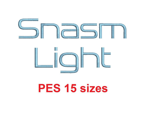 Snasm Light™ embroidery font PES 15 Sizes 0.25 (1/4), 0.5 (1/2), 1, 1.5, 2, 2.5, 3, 3.5, 4, 4.5, 5, 5.5, 6, 6.5, and 7