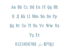 Covington embroidery font PES format 15 Sizes instant download 0.25, 0.5, 1, 1.5, 2, 2.5, 3, 3.5, 4, 4.5, 5, 5.5, 6, 6.5, and 7 inches
