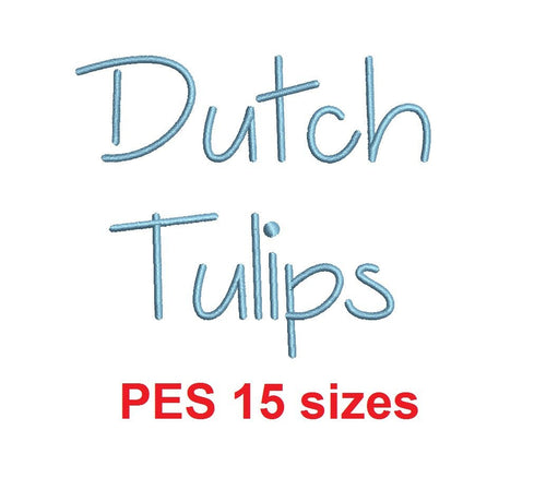 Dutch Tulips embroidery font PES format 15 Sizes 0.25, 0.5, 1, 1.5, 2, 2.5, 3, 3.5, 4, 4.5, 5, 5.5, 6, 6.5, and 7