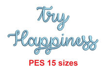 Try Happiness embroidery font PES format 15 Sizes 0.25, 0.5, 1, 1.5, 2, 2.5, 3, 3.5, 4, 4.5, 5, 5.5, 6, 6.5, and 7" (MHA)