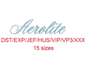 Aerolite Script embroidery font dst/exp/jef/hus/vip/vp3/xxx 15 sizes small to large