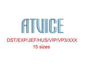Atvice embroidery font dst/exp/jef/hus/vip/vp3/xxx 15 sizes small to large