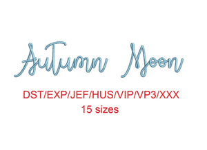 Autumn Moon embroidery font dst/exp/jef/hus/vip/vp3/xxx 15 sizes small to large (MHA)