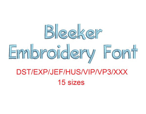 Bleeker™ block embroidery font dst/exp/jef/hus/vip/vp3/xxx 15 sizes small to large (RLA)