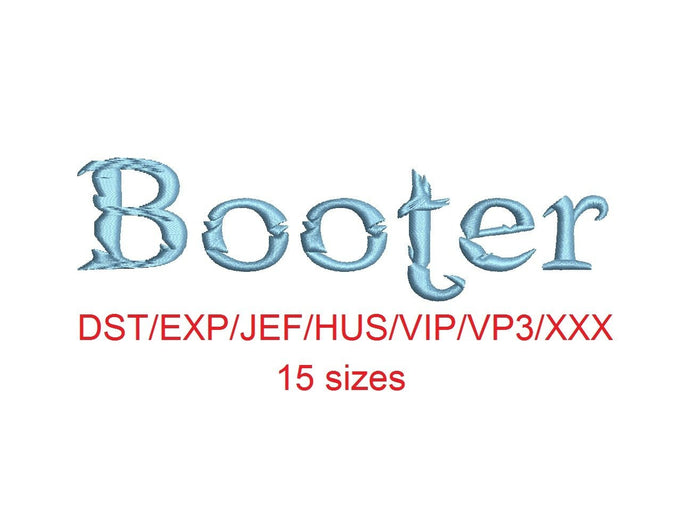 Booter embroidery font dst/exp/jef/hus/vip/vp3/xxx 15 sizes small to large
