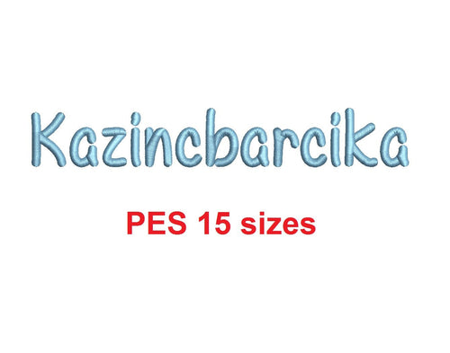Kazincbarcika embroidery font PES format 15 Sizes 0.25 (1/4), 0.5 (1/2), 1, 1.5, 2, 2.5, 3, 3.5, 4, 4.5, 5, 5.5, 6, 6.5, and 7