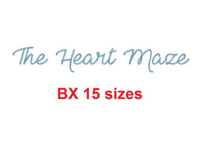 The Heart Maze BX embroidery font Sizes 0.25 (1/4), 0.50 (1/2), 1, 1.5, 2, 2.5, 3, 3.5, 4, 4.5, 5, 5.5, 6, 6.5, 7" (MHA)
