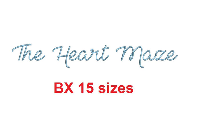 The Heart Maze BX embroidery font Sizes 0.25 (1/4), 0.50 (1/2), 1, 1.5, 2, 2.5, 3, 3.5, 4, 4.5, 5, 5.5, 6, 6.5, 7