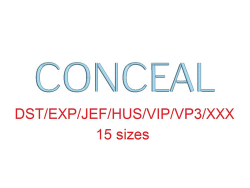 Conceal™ block embroidery font dst/exp/jef/hus/vip/vp3/xxx 15 sizes small to large (RLA)