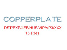 Copperplate embroidery font dst/exp/jef/hus/vip/vp3/xxx 15 sizes small to large