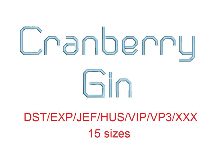 Cranberry Gin™ embroidery font dst/exp/jef/hus/vip/vp3/xxx 15 sizes small to large (RLA)