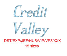 Credit Valley Italic™ embroidery font dst/exp/jef/hus/vip/vp3/xxx 15 sizes small to large (RLA)