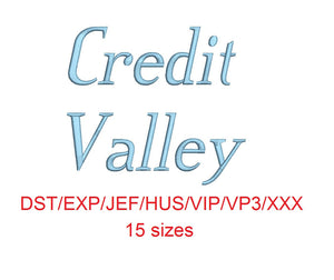 Credit Valley Italic™ embroidery font dst/exp/jef/hus/vip/vp3/xxx 15 sizes small to large (RLA)