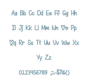 I Found My Valentine embroidery font PES format 15 Sizes 0.25 (1/4), 0.5 (1/2), 1, 1.5, 2, 2.5, 3, 3.5, 4, 4.5, 5, 5.5, 6, 6.5, 7" (MHA)