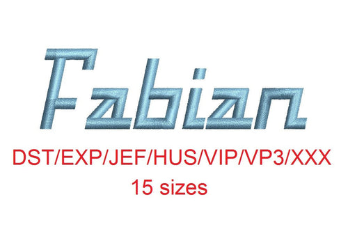 Fabian™ embroidery font dst/exp/jef/hus/vip/vp3/xxx 15 sizes small to large (RLA)