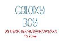 Galaxy Boy embroidery font dst/exp/jef/hus/vip/vp3/xxx 15 sizes small to large (MHA)