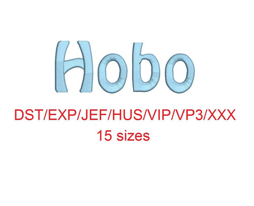 Hobo embroidery font dst/exp/jef/hus/vip/vp3/xxx 15 sizes small to large
